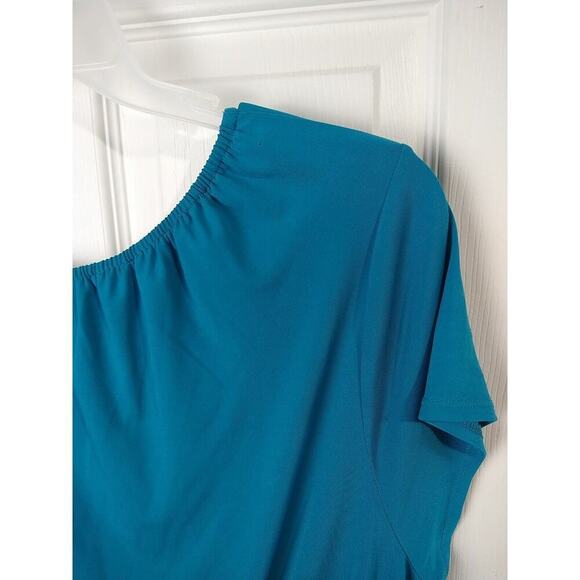 Susan Graver Aqua Shift Shorts Lined beaded VNeck Dress. Size 1XP - Picture 11 of 13